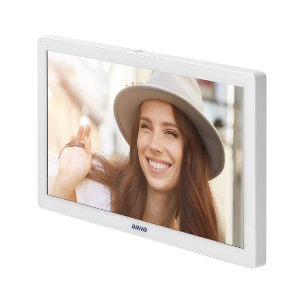 GUARDO single family video doorphone set, 4-wires, touchscreen LCD 10" monitor, fingerprint reader, proximity reader and code lock, App-controlled, flush mounted, white